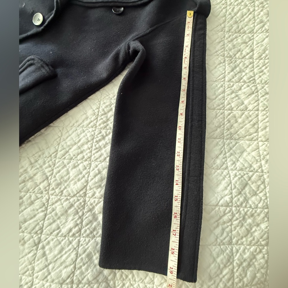 100 % Wool Dark Navy Double-Breasted Women's Trench Coat - Picture 15 of 16